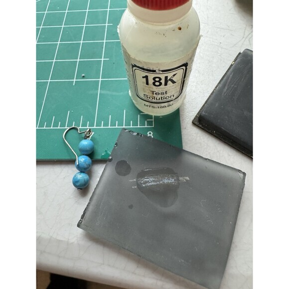 Blue Turquoise Bead Stacked Drop Earrings Sterling Silver Boho Southwest Minimal - Picture 8 of 8